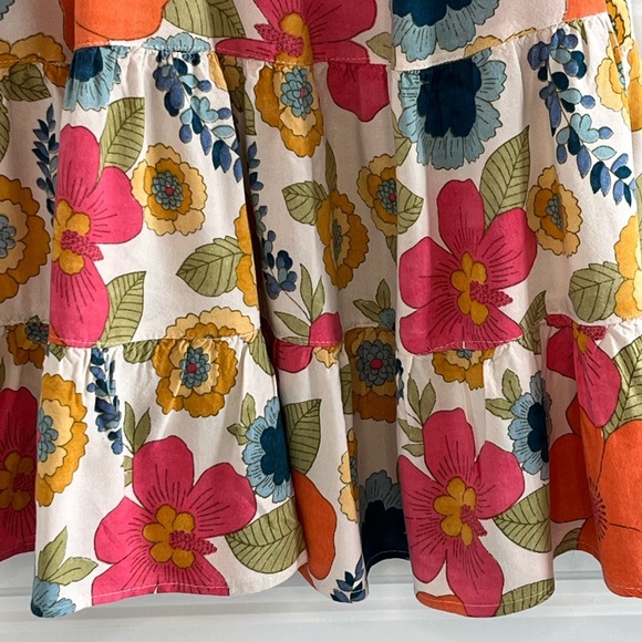 Angie Floral Print Smocked V Neck Babydoll Mini Sundress Cottagecore Ruffle M - Picture 10 of 15